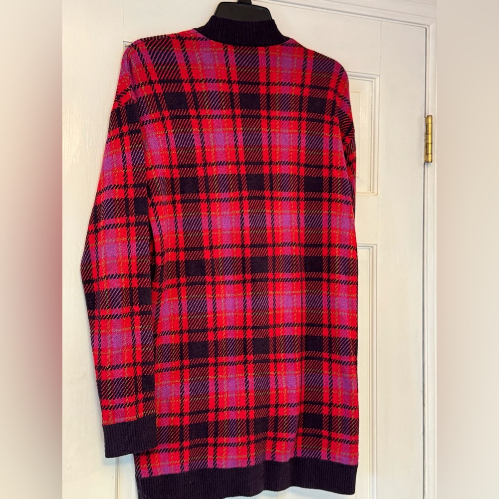 Ann Taylor Vibrant Plaid Button-Up Cardigan - Picture 2 of 6